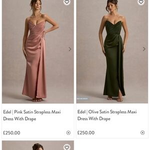 Club L London Strapless Satin Dress in Olive